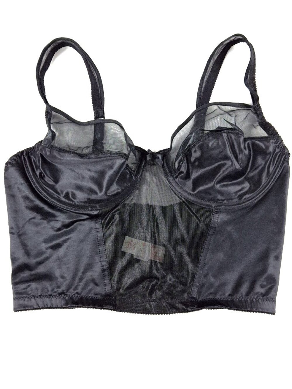 Vintage 36C Boutique Bra Black Goth Corset Longline Bustier Bra Underwire Sheer